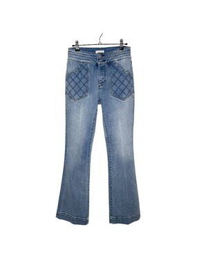 Driftwood Quilted Wyatt Flare Leg 70's Style Stretch Denim Jeans, 26